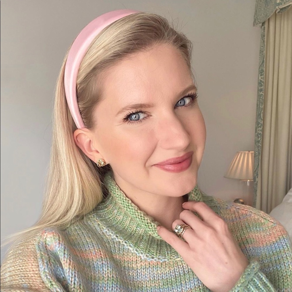 J crew satin padded headband in pink